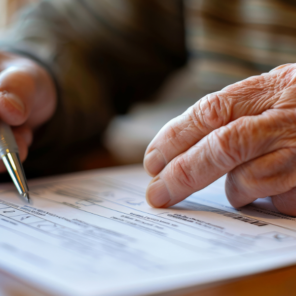 person-filling-out-mailin-ballot-home-pen-hand-focused-expression