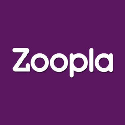 logo for zoopla with white text and purple background